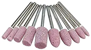 Oudtinx 10 Pcs 1/8 Shank Abrasive Mounted Stone Rotary Tool Grinding Wheels Bit Set For Dremel