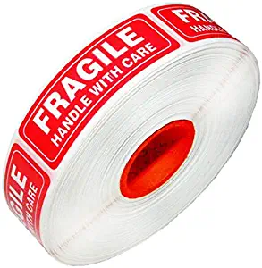 Red Fragile Warning Stickers for Safe Shipping Packing of Goods with Clear Large Font Text and Strong Adhesive Backside | 1 Roll 1000 Labels 1 x 3 (1000)