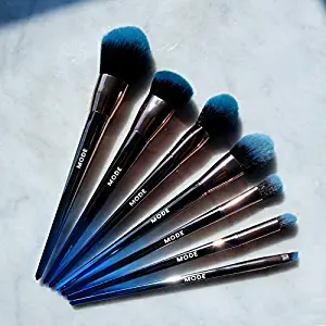 MODE Cosmetics Bluwave, 7 Piece Professional Makeup Brush Set with Chic Mesh Bag, Cruelty Free, Hypoallergenic and Vegan Luxury Beauty Tools for Full Face Application Handcrafted for All Skin Types