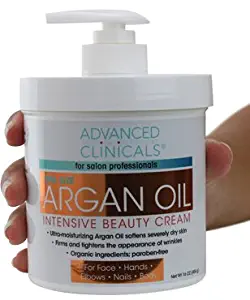 Advanced Clinicals Spa Size Pure Argan Oil Intensive Beauty Cream. Anti-aging Cream for Wrinkles and Dry Skin. (16oz)