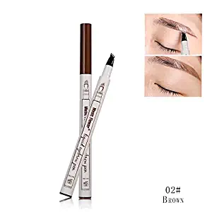 Music Flower Liquid Tattoo Eyebrow Pen With Four Tips Brow Pen, Long-lasting Waterproof Brow Gel for Eyes Makeup-Brown