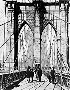Posterazzi 1800s-1880s Men Standing On Brooklyn Bridge Just After It Opened 1883 New York City USA Poster Print by Vintage Collection