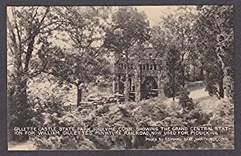 Miniature Railroad Station Gillette Castle State Park Hadlyme CT postcard 1910s