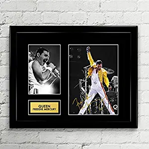 Freddie Mercury Queen Bohemian Rhapsody Signed Autographed Photo Printed Framed Mat Custom Framed 11 x 14 Reprint Rp