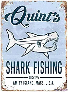 Eletina twinkle Art Jaws 80s Quint's Fishing Movie Poster Summer Decor Novelty Art Sign 8x12 inches