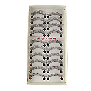 MapofBeauty 10 Pairs Of Handmade Natural Long And Thin Makeup False Eyelashes (Black-#01)