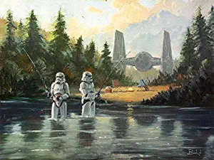 Bucket Stormtroopers Get Schooled Star Wars Fishing Parody 9 Inches x 12 Inches Reproduction Gallery Wrapped Canvas Wall Art