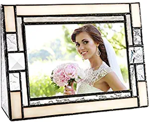 White Picture Frames 4x6 Horizontal Photo Home Décor Wedding Ivory Opalescent Stained Glass J Devlin Pic 407-46H