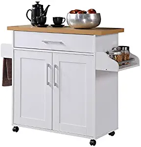 Pemberly Row Kitchen Island with Spice Rack in White