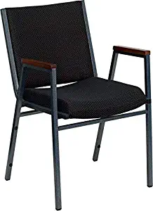 Flash Furniture HERCULES Series Heavy Duty Black Dot Fabric Stack Chair with Arms
