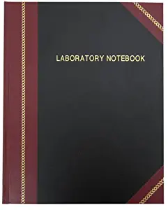 BookFactory Lab Notebook/Laboratory Notebook - Professional Grade - 96 Pages, 8" x 10" (Ruled Format) Black and Burgundy Imitation Leather Cover, Smyth Sewn Hardbound Student (LRU-096-SRS-A-LKMST1)