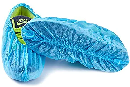 Cleaing Disposable Boot & Shoe Covers non slip with Tread Pattern 100 Piece, Blue,One Size Fits All Up to XL
