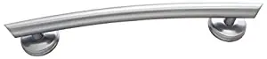 Grabcessories 16-Inch Curved Transitional Grab Bar with Grips and Anchors, Brushed Nickel, Model: 61032