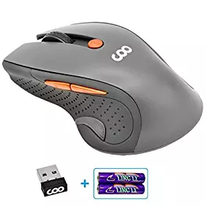 Wireless Portable Mobile Mouse Optical Mice with USB Receiver, 5 Adjustable DPI Levels, 6 Buttons for Notebook, PC, Laptop, Computer, MacBook - Grey