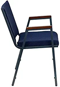 Flash Furniture HERCULES Series Heavy Duty Navy Blue Dot Fabric Stack Chair with Arms