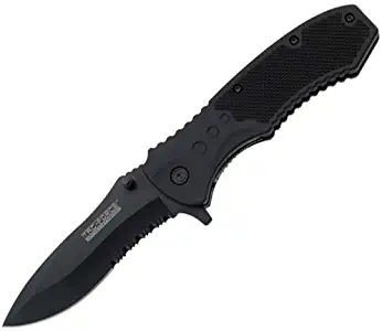 TAC Force TF-800 Series Spring Assist Folding Knife, Half-Serrated and Straight Edge Blades, 4-1/2-Inch Closed