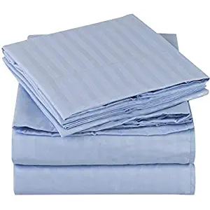 Mellanni Bed Sheet Set - Brushed Microfiber 1800 Bedding - Wrinkle, Fade, Stain Resistant - 4 Piece (Cal King, Light Blue)