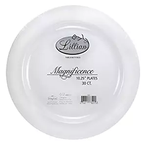 Premium Quality Heavyweight Plastic Plates China Like. Wedding and Party Dinnerware Plastic Plates 10.25 inch, White Pearl- Value Pack 30 Count