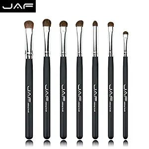 Eyeshadow Makeup Brush Set Professional-JAF 7pcs Natural Hair Tapered Smoky Eyes Makeup Brushes Black Including Large Meduim Small Mini Brushes Perfect For Defining Smudging Blending Shading Black