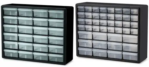 Akro-Mils 10124 24 Drawer Plastic Parts Storage Hardware and Craft Cabinet, 20-Inch x 16-Inch x 6.5-Inch, Black