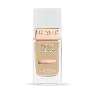 Flower Beauty Light Illusion Foundation with SPF 18 - Liquid Foundation Makeup with Buildable Coverage & Breathable/Lightweight Formula - Natural Complexion (Nude)