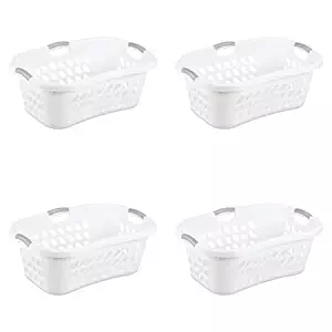 STERILITE 1.25 Bushel Hip Laundry Basket, White (Available in Case of 4 or Single Unit)