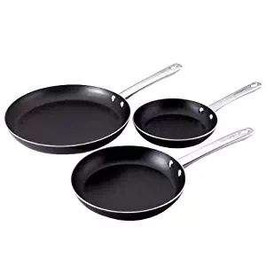 Farberware Kitchen Ease Aluminum Nonstick 3-Piece Skillet Set, Black