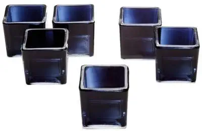 Light In The Dark Black Glass Square Votive Candle Holders Set of 12