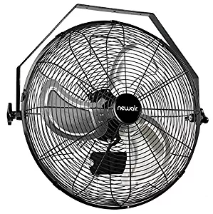 NewAir Wall Mount, 18" High Velocity Industrial Shop Fan with 3 Speed Settings, WindPro18W Black