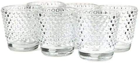 Koyal Wholesale Hobnail Glass Candle Holder (Pack of 6), 2.5 x 2.4