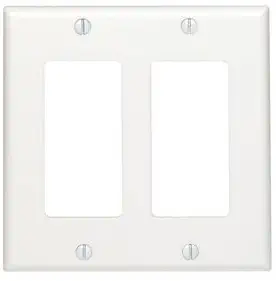 Leviton 80409-NW 2-Gang Decora/GFCI Device Decora Wallplate, Standard Size, White