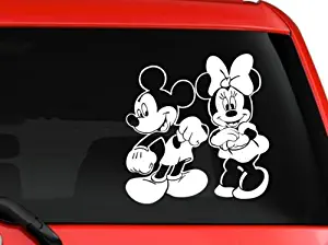 LA DECAL Mickey Mouse and Minnie Mouse Cartoon Characters Dancing Car Truck Laptop MacBook Vinyl Decal Sticker Approx. 6 Inches White