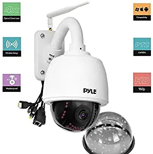 Outdoor IP Camera Optical Zoom - HD 960p w/ 32g SD Storage - Weatherproof Wireless WiFi Home Security Surveillance ONVIF H.264 - Outside PTZ Pan Tilt Dome and 4x Zoom PC iOS Android - Pyle PIPCAMHD47