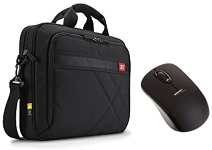 Case Logic DLC-115 15.6-Inch Laptop and Tablet Briefcase and AmazonBasics Wireless Mouse with Nano Receiver Set