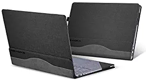 Honeymoon Case for Surface Laptop 3rd Gen 2019/2nd Gen 2018/1st Gen 2017 13.5 Inch Cover,PU Leather Folio Stand Protective Hard Shell Case Cover Compatible with New Surface Laptop 3/2/1 13",Grey