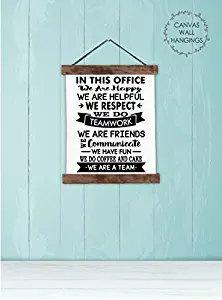 Wood & Canvas Wall Hanging in This Office We are A Team Wall Art Décor Sign 12x14.5-Inch