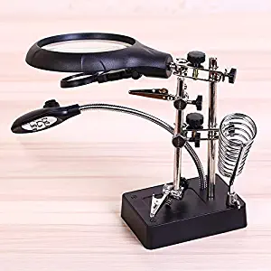 LED Light Helping Hands Magnifier Station 2.5X 5X 8X Light Desktop Magnifier & Lamp Helping Hand Repair Clamp Alligator Auxiliary Clip Stand